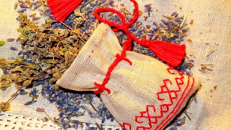 A bag of magical herbs for a talisman